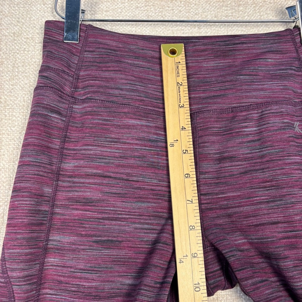 Kyodan Womens Space Dye Purple High Waisted Leggings Small Zip Pocket Activewear - Picture 6 of 8